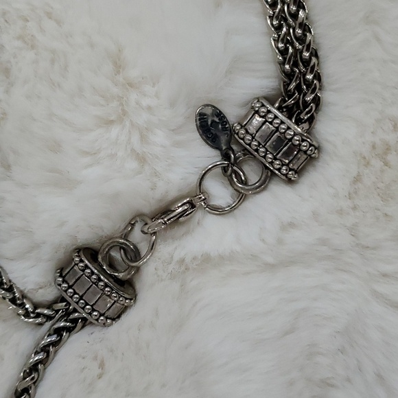 ROBERT ROSE NECKLACE MULTISTRAND SILVERTONE W BLUE OVAL PENDANT - Picture 4 of 8